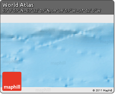 Physical 3D Map of the Area around 63° 21' 9" N, 38° 10' 29" W