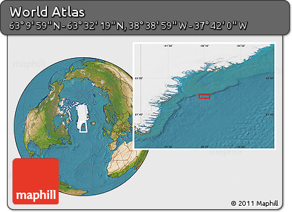 Satellite Location Map of the Area around 63° 21' 9" N, 38° 10' 29" W