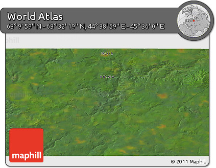 Satellite 3D Map of the Area around 63° 21' 9" N, 45° 7' 30" E