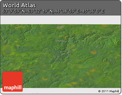 Satellite 3D Map of the Area around 63° 21' 9" N, 45° 7' 30" E