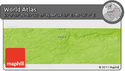 Physical Panoramic Map of the Area around 63° 21' 9" N, 45° 7' 30" E