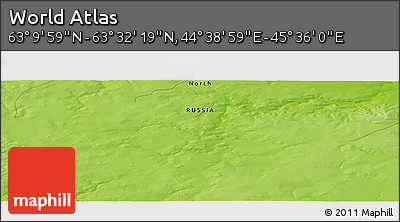 Physical Panoramic Map of the Area around 63° 21' 9" N, 45° 7' 30" E