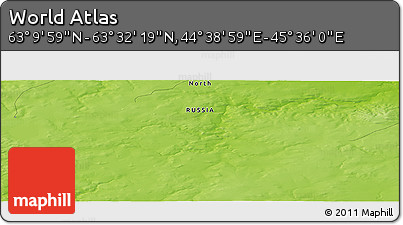 Physical Panoramic Map of the Area around 63° 21' 9" N, 45° 7' 30" E