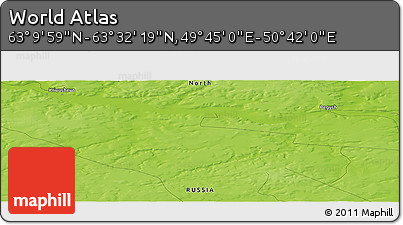 Physical Panoramic Map of the Area around 63° 21' 9" N, 50° 13' 30" E