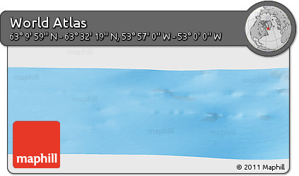 Physical Panoramic Map of the Area around 63° 21' 9" N, 53° 28' 30" W