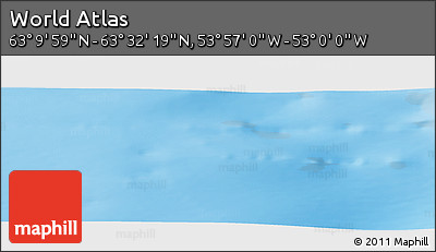 Physical Panoramic Map of the Area around 63° 21' 9" N, 53° 28' 30" W