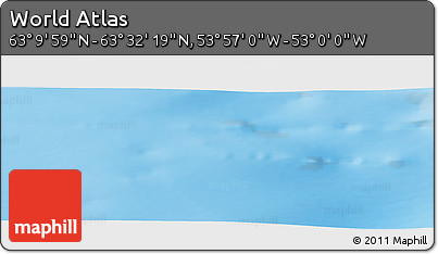 Physical Panoramic Map of the Area around 63° 21' 9" N, 53° 28' 30" W