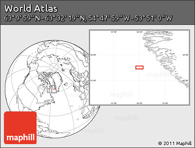 Blank Location Map of the Area around 63° 21' 9" N, 54° 19' 30" W