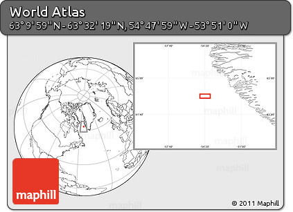Blank Location Map of the Area around 63° 21' 9" N, 54° 19' 30" W