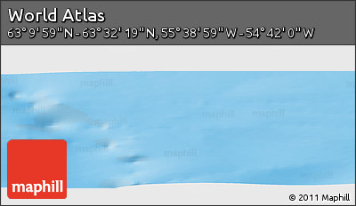 Physical Panoramic Map of the Area around 63° 21' 9" N, 55° 10' 29" W