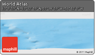 Physical Panoramic Map of the Area around 63° 21' 9" N, 55° 10' 29" W