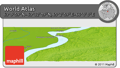 Physical Panoramic Map of the Area around 63° 21' 9" N, 65° 31' 30" E