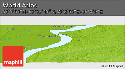 Physical Panoramic Map of the Area around 63° 21' 9" N, 65° 31' 30" E