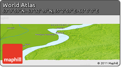 Physical Panoramic Map of the Area around 63° 21' 9" N, 65° 31' 30" E