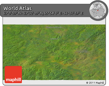 Satellite 3D Map of the Area around 63° 21' 9" N, 66° 22' 30" E