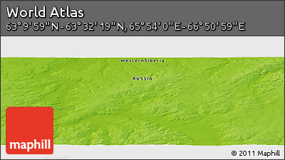 Physical Panoramic Map of the Area around 63° 21' 9" N, 66° 22' 30" E