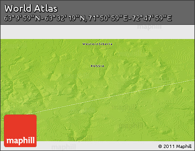 Physical 3D Map of the Area around 63° 21' 9" N, 72° 19' 29" E