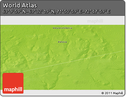 Physical 3D Map of the Area around 63° 21' 9" N, 72° 19' 29" E