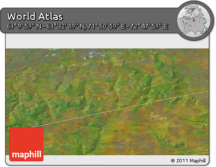Satellite 3D Map of the Area around 63° 21' 9" N, 72° 19' 29" E