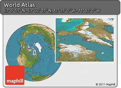 Satellite Location Map of the Area around 63° 21' 9" N, 72° 10' 30" W