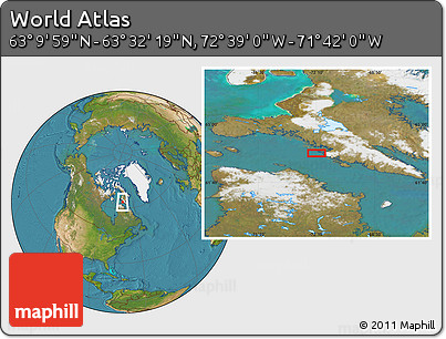 Satellite Location Map of the Area around 63° 21' 9" N, 72° 10' 30" W