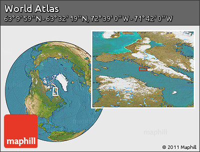 Satellite Location Map of the Area around 63° 21' 9" N, 72° 10' 30" W