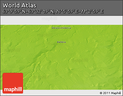 Physical 3D Map of the Area around 63° 21' 9" N, 76° 34' 29" E
