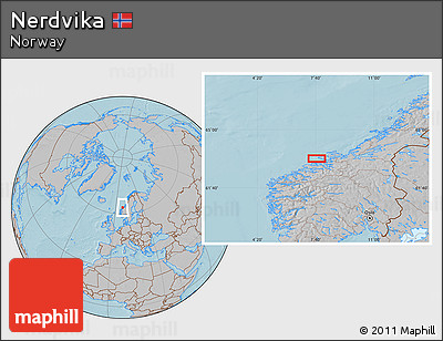 Gray Location Map of Nerdvika, hill shading