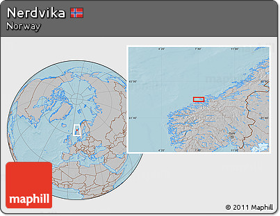 Gray Location Map of Nerdvika, hill shading