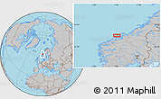 Gray Location Map of the area around 63° 21' 9" N, 7° 43' 29" E