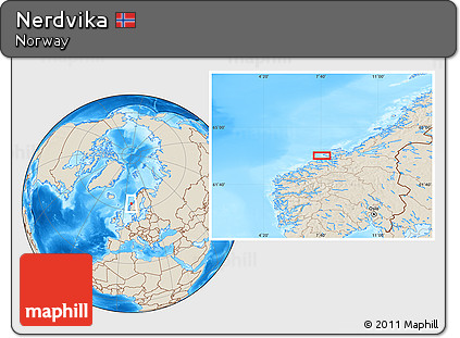 Shaded Relief Location Map of Nerdvika