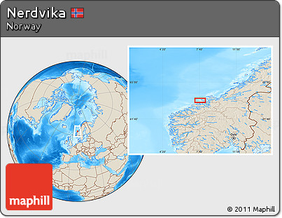 Shaded Relief Location Map of Nerdvika