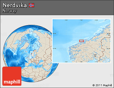 Shaded Relief Location Map of Nerdvika