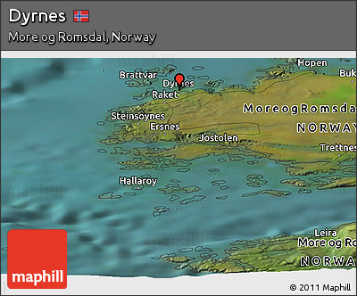 Satellite Panoramic Map of Dyrnes