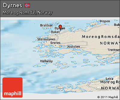 Shaded Relief Panoramic Map of Dyrnes