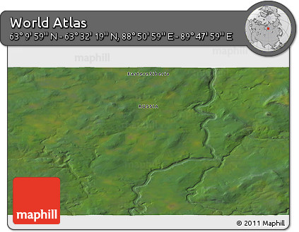 Satellite 3D Map of the Area around 63° 21' 9" N, 89° 19' 29" E