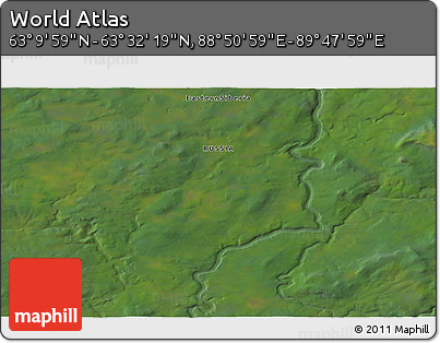 Satellite 3D Map of the Area around 63° 21' 9" N, 89° 19' 29" E