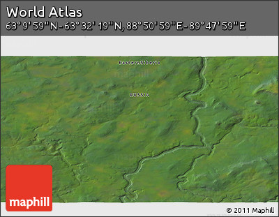Satellite 3D Map of the Area around 63° 21' 9" N, 89° 19' 29" E
