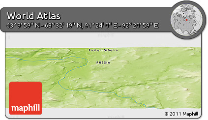 Physical Panoramic Map of the Area around 63° 21' 9" N, 91° 52' 30" E