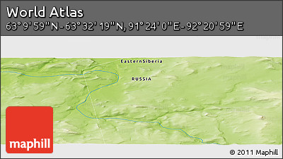 Physical Panoramic Map of the Area around 63° 21' 9" N, 91° 52' 30" E