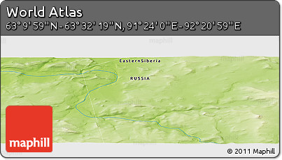 Physical Panoramic Map of the Area around 63° 21' 9" N, 91° 52' 30" E