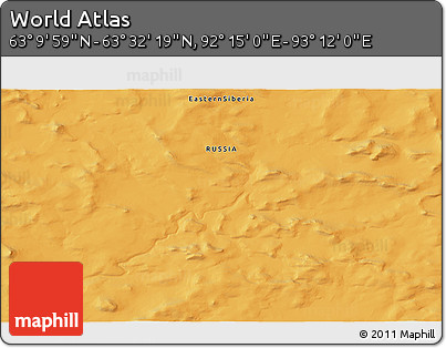 Political 3D Map of the Area around 63° 21' 9" N, 92° 43' 29" E