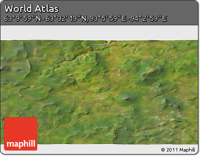 Satellite 3D Map of the Area around 63° 21' 9" N, 93° 34' 29" E