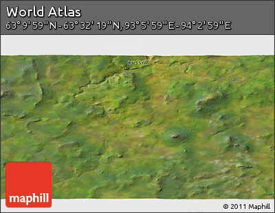 Satellite 3D Map of the Area around 63° 21' 9" N, 93° 34' 29" E