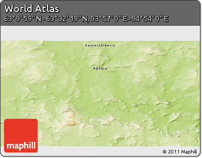 Physical 3D Map of the Area around 63° 21' 9" N, 94° 25' 30" E