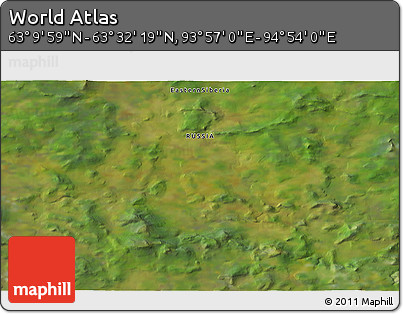 Satellite 3D Map of the Area around 63° 21' 9" N, 94° 25' 30" E