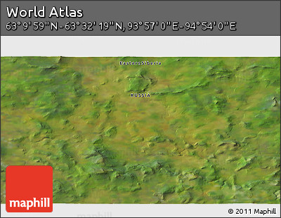 Satellite 3D Map of the Area around 63° 21' 9" N, 94° 25' 30" E