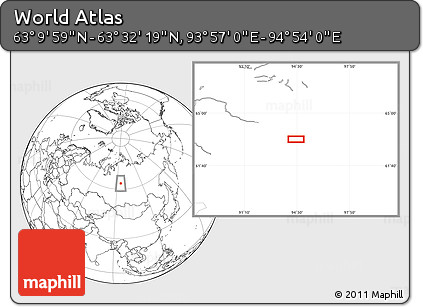 Blank Location Map of the Area around 63° 21' 9" N, 94° 25' 30" E