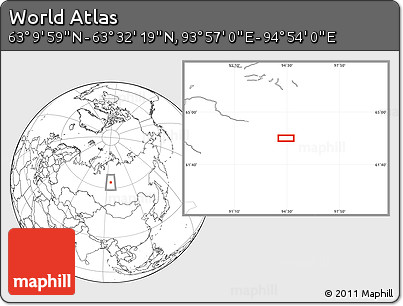 Blank Location Map of the Area around 63° 21' 9" N, 94° 25' 30" E