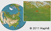 Satellite Location Map of the area around 63° 21' 9" N, 94° 25' 30" E